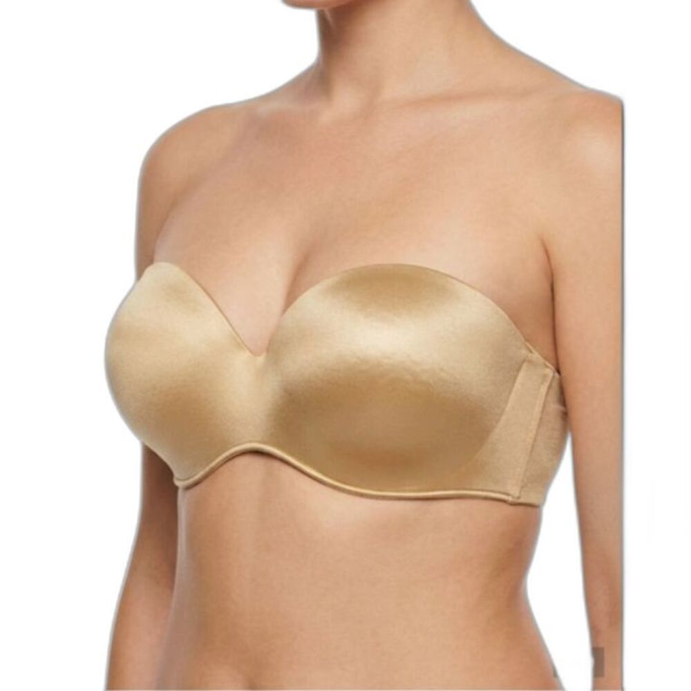 Cacique Beige Satin Underwire Padded Strapless Bra Size 44DDD